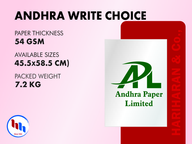 Andhra Write Choice 54 GSM 7.2KG Pack - Bulk Writing Paper Andhra