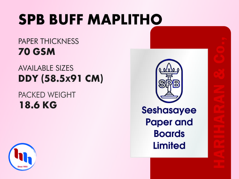 SPB Buff Maplitho 70 GSM - Seshasayee Maplitho Buff Paper Wholesale