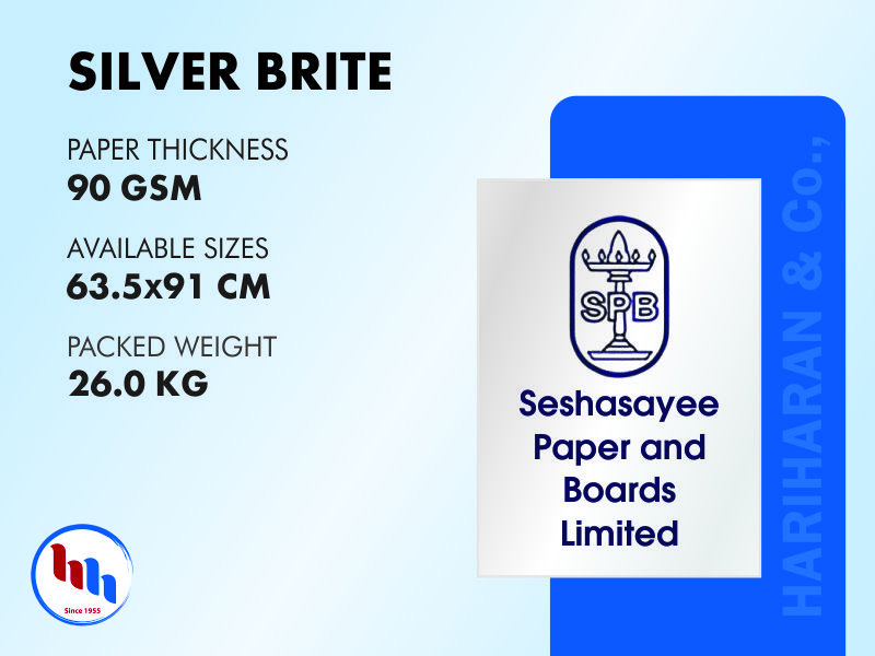 SPB Silver Brite 90 GSM - Seshasayee Silver Brite Bright Paper Supplier
