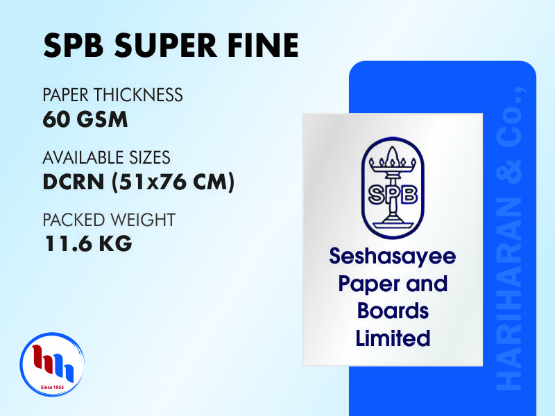 SPB Superfine 60 GSM - High Quality Writing Paper Seshasayee