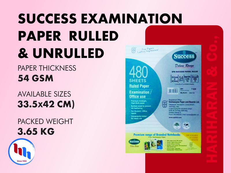 Success Examination Paper - Ruled and Unruled SPB Exam Sheets Wholesale